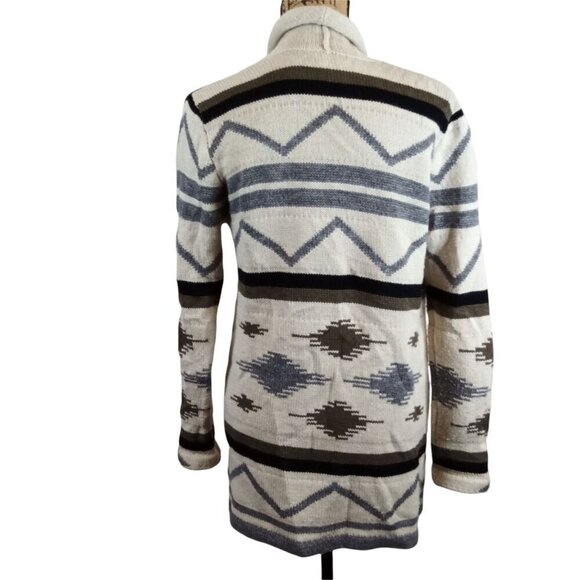B B Dakota Southwest Aztec Wool Blend Open Front Cardigan Sweater Size Small - Picture 3 of 7